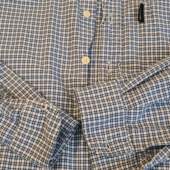 Men's Abercrombie & Fitch Blue Striped Checkered Button Up Size Large - Picture 6 of 6